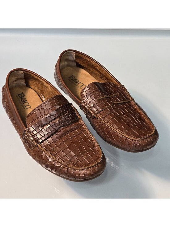 Børn Andes Leather Loafers Crocodile Embossed Slip On Shoes Mens Size 9.5 Preppy main image 3